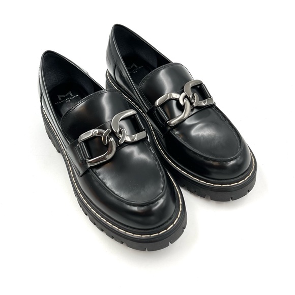 Marc Fischer Trisca Black Leather Lug Sole Chain Platform Loafers Size 9.5 - Picture 11 of 11